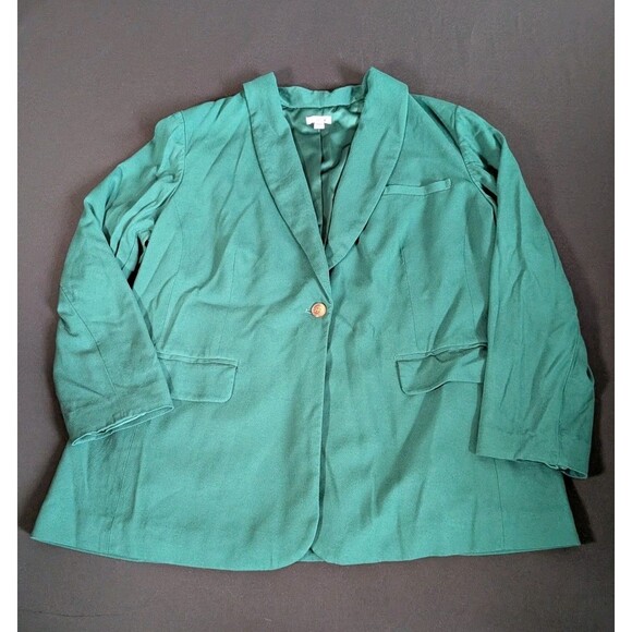 J Jill Jacket Blazer Celtic Dress Coat Women's XL Kelly Green Boxwood Button - Picture 1 of 14